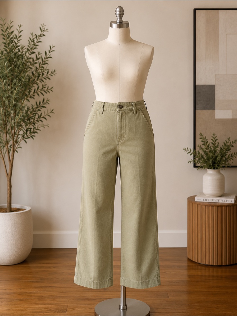 Patagonia Women's Boot-Cut Wide-Leg Pants in Light Olive